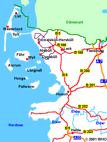Landkarte Ferienhaus Sylt Flensburg 440-11,  2000 WHO